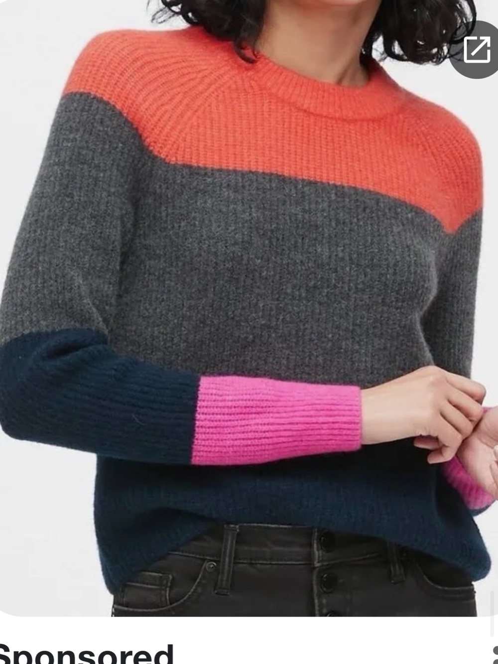 Banana Republic Colorblock Crewneck Sweater - Orange, Gray, Navy & Pink